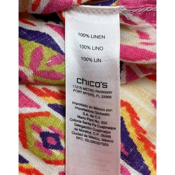 Chicos Geometric Print Button-Up Shirt Multicolor Size 3 - Picture 3 of 5